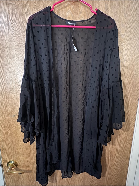 torrid Other - torrid Black Sheer Polka Dot Chiffon Kimonowrap